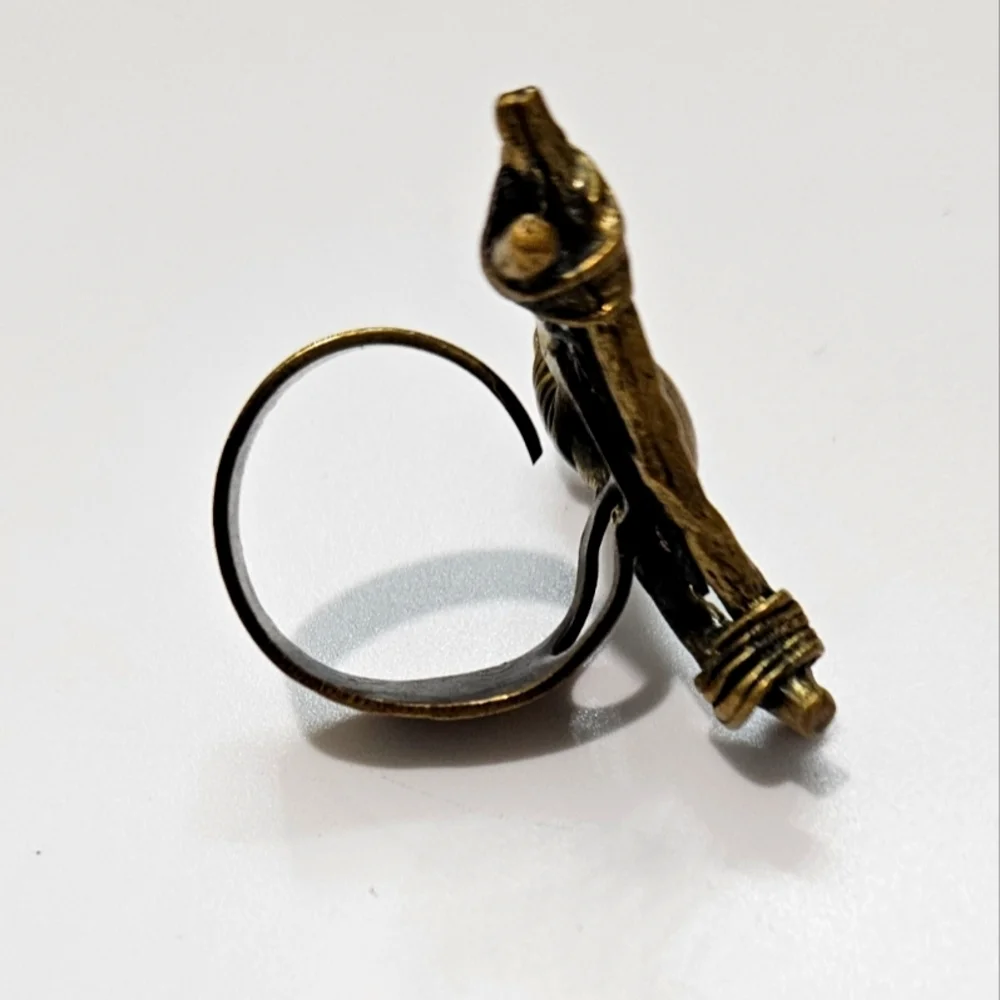 🌟New Handmade Genuine Brass Vintage Statement Ring- Yellow Gold Color Tone 🌟 - Picture 4 of 6